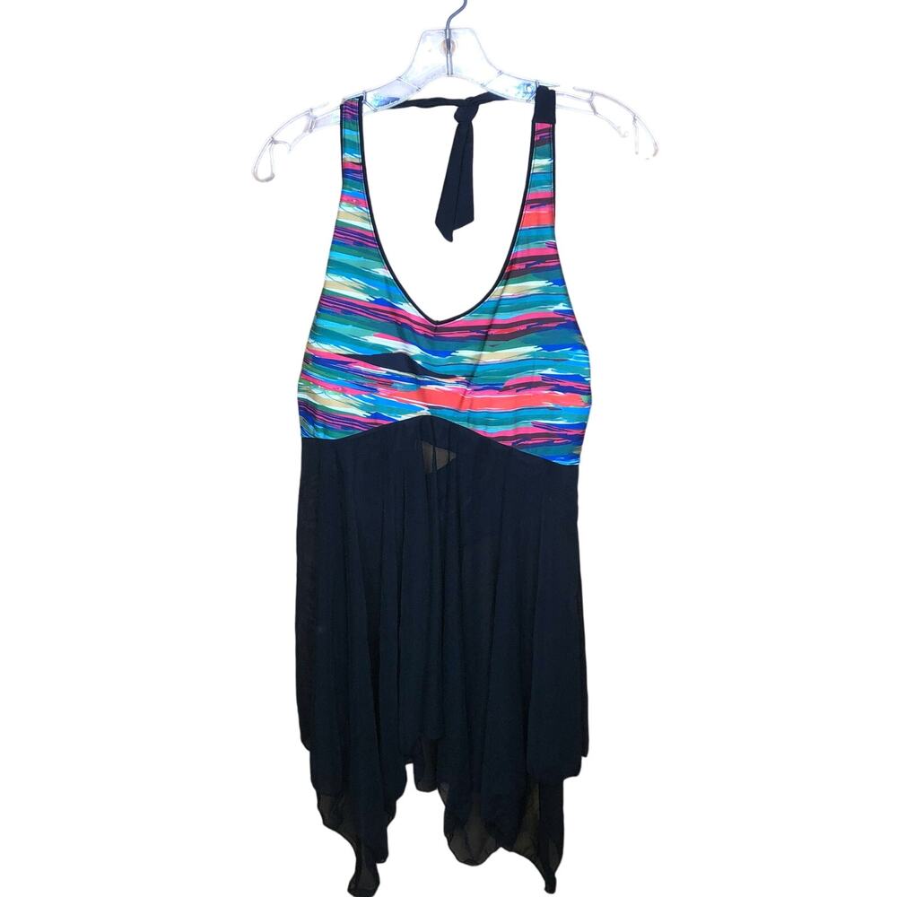 Swimsuit Two Piece Black Halter Boyshort Skirt New